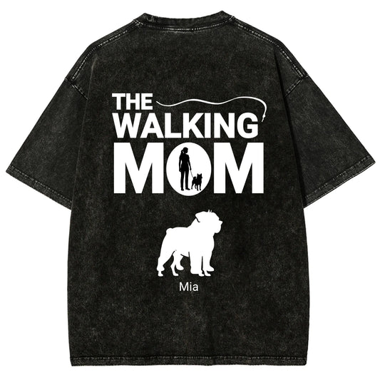 【Customizable】The Walking MOM- Washed T-shirt With large-scale pattern designs