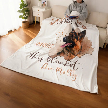 【Customizable】Personalized Whenever You Miss Me Snuggle This Pet Photo Soft Blanket with Name Sympathy Memorial Birthday Gift for Pet Owners Lovers