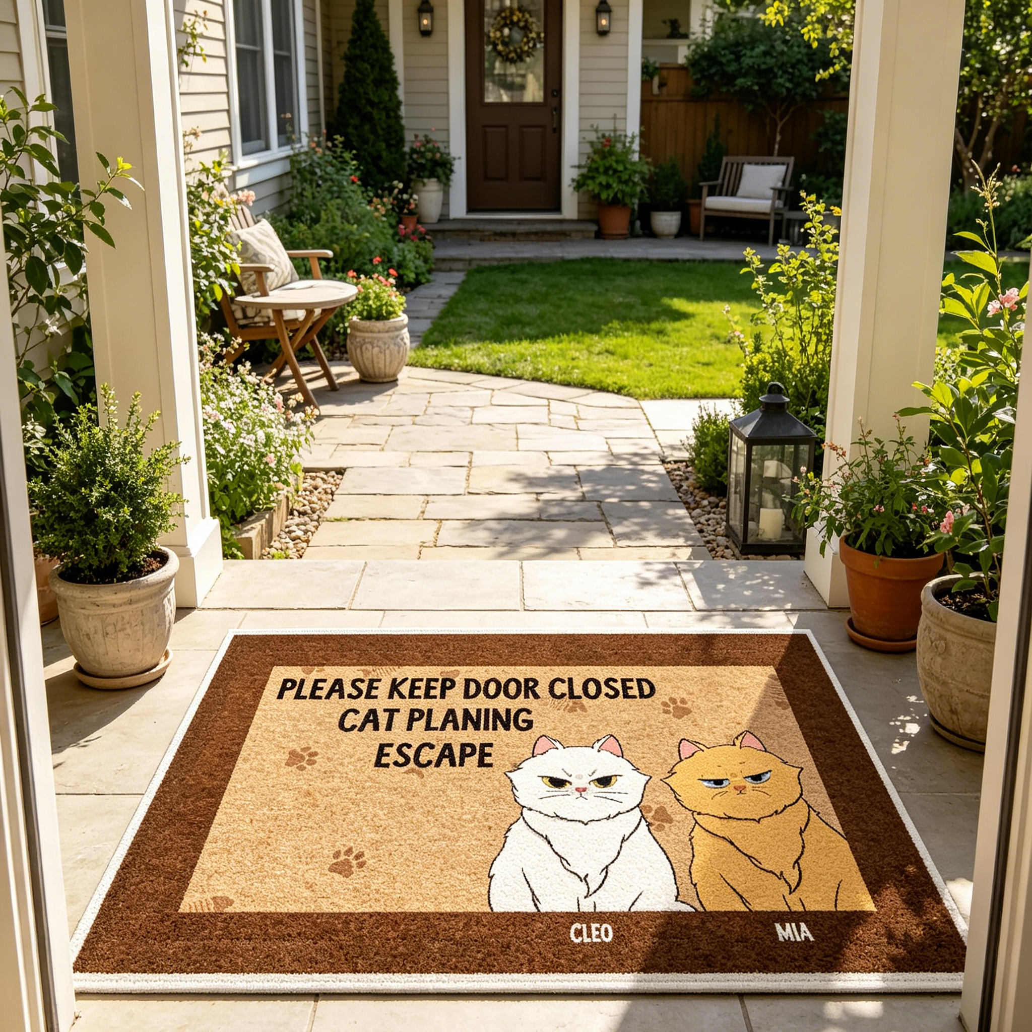 【Customizable】Anti-slip Doormat-PLEASE KEEP DOOR CLOSED CAT PLANING ESCAPE